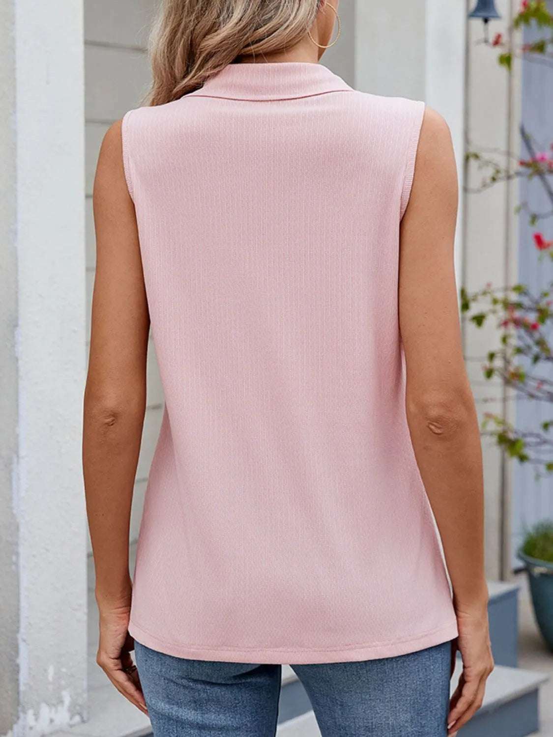 Quarter Zip Collared Tank - Premium Women / Tops from Trendsi - Just $22.60! Shop now at Handbags Specialist Headquarter