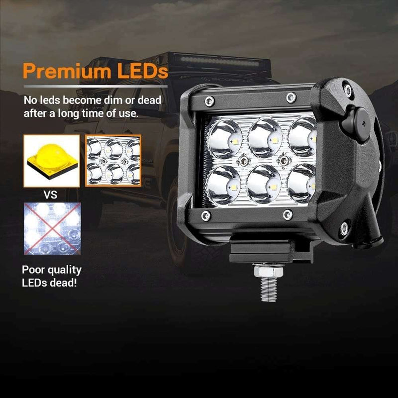 4 Inch Truck Led Lights, 18W LED Fog Lights with Breather LED Spot Lights for Tractors Jeep Car ATV UTV Boats off Road Small Light Bar LED Work Lights 2Pcs - Premium  from Barnoso - Just $294.58! Shop now at Handbags Specialist Headquarter