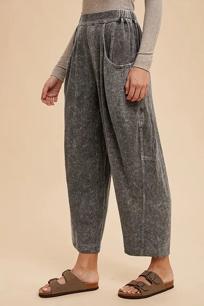Annie Wear Mineral Washed Elastic Waist Pants - Premium Bottoms from Trendsi - Just $60.04! Shop now at Handbags Specialist Headquarter