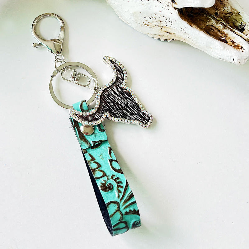 Rhinestone Bull Keychain - Premium Key chain from Trendsi - Just $11! Shop now at Handbags Specialist Headquarter