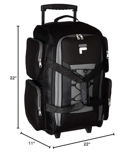 Fila 22 UltraLite Black Rolling Duffel Bag