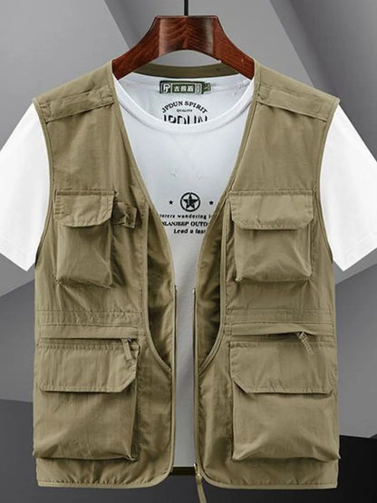 Men's Plus Size Zip Up V-Neck Vest - Premium  from Trendsi - Just $45.28! Shop now at Handbags Specialist Headquarter
