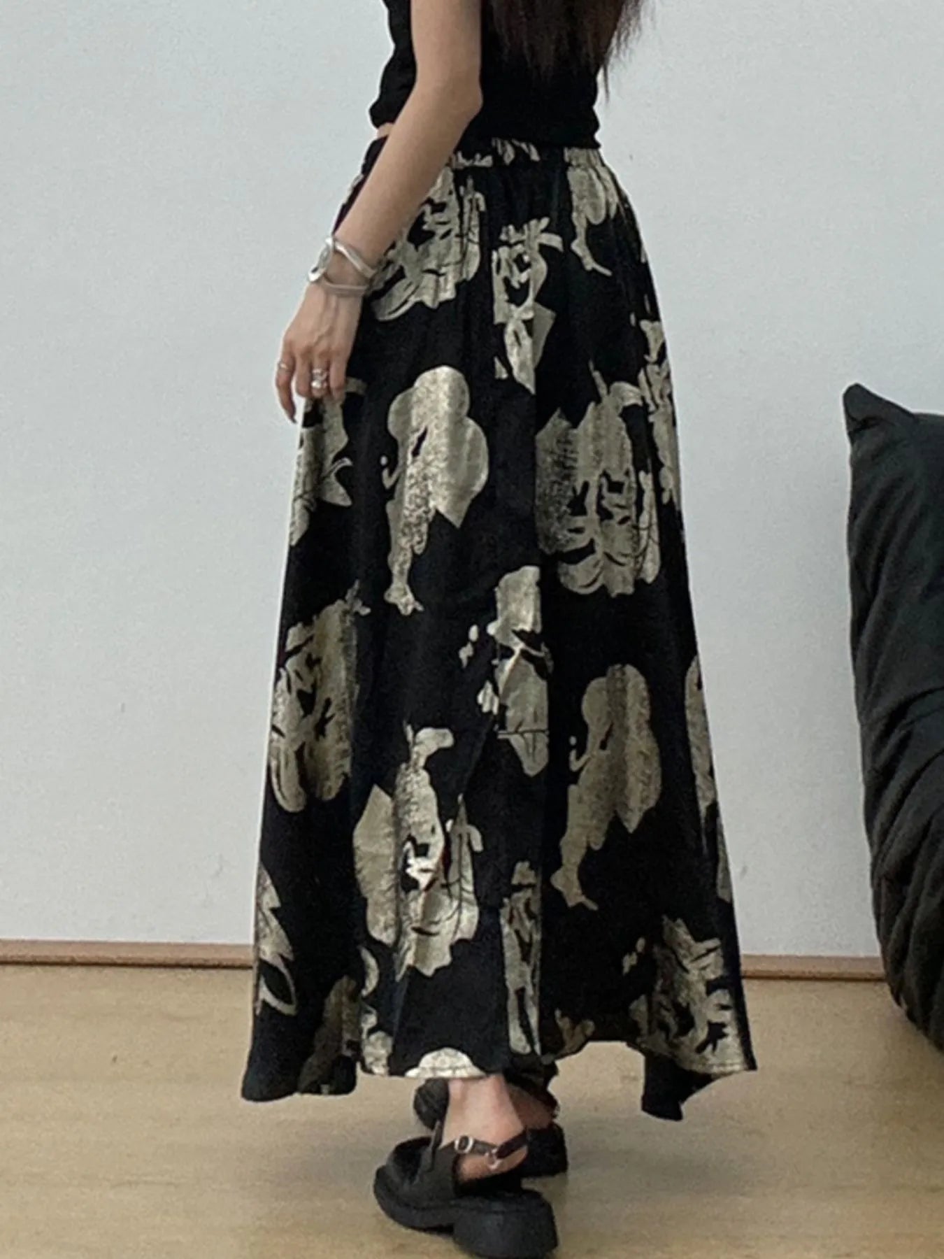 Printed Wide Leg Skirt - Premium Skirts from Trendsi - Just $54.99! Shop now at Handbags Specialist Headquarter