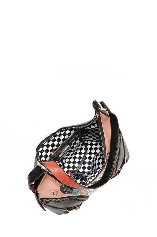 Nicole Lee USA Party King Shoulder Bag with 2 Accessory Pockets Front.