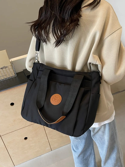 Nylon Solid Color Tote Bag - Premium Tote Bag from Trendsi - Just $31.99! Shop now at Handbags Specialist Headquarter