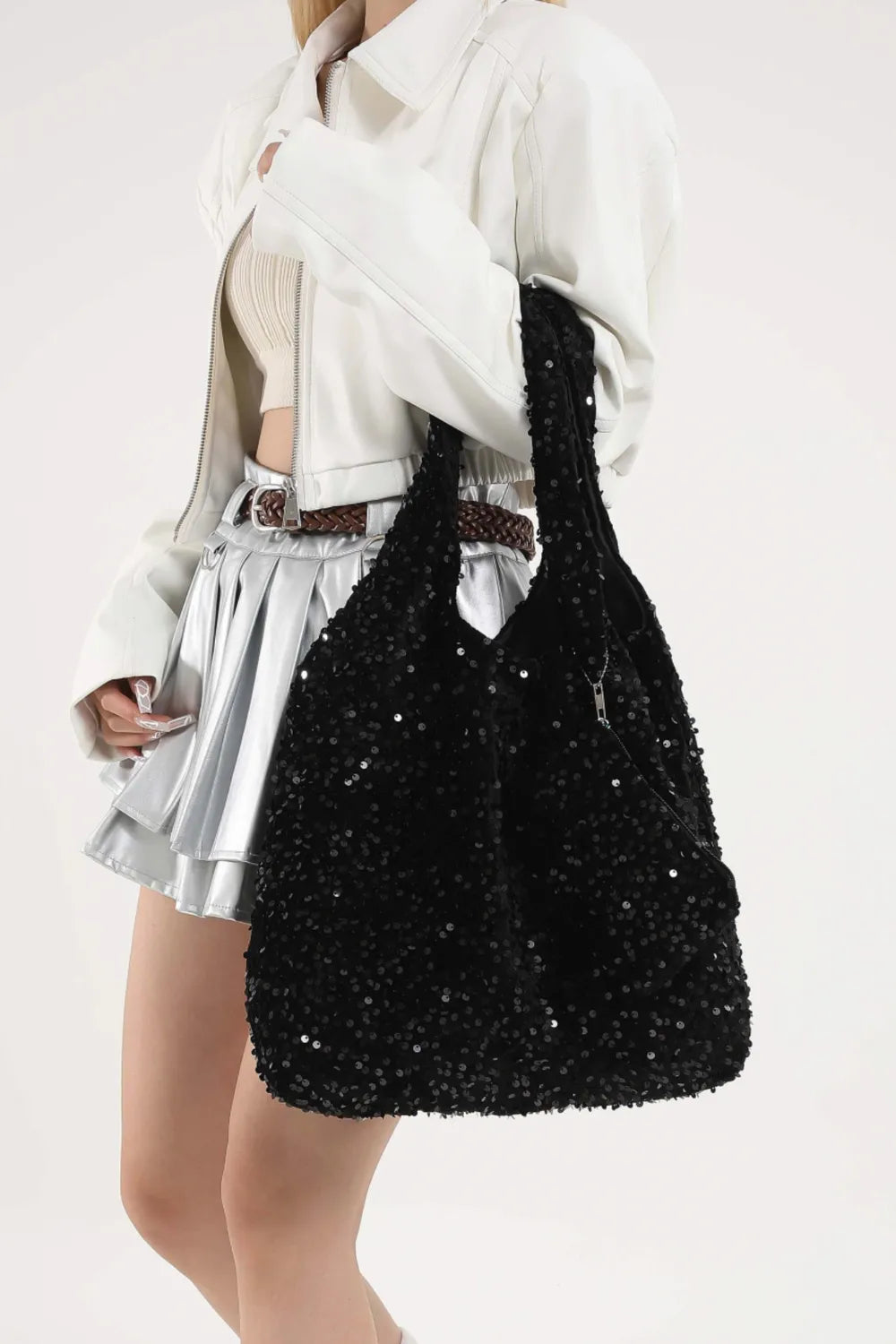 Sequin Polyester Handbag - Premium Tote Bag from Trendsi - Just $32.99! Shop now at Handbags Specialist Headquarter