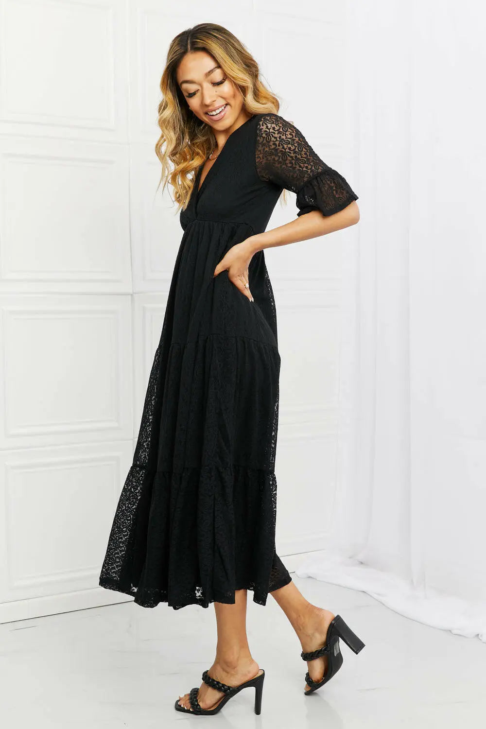 P & Rose Lovely Lace Full Size Tiered Dress.