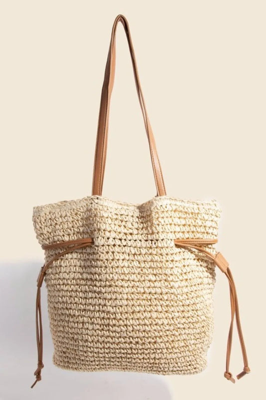Fame Faux Leather Straps Braided Tote Bag - Premium Tote Bag from Trendsi - Just $31.99! Shop now at Handbags Specialist Headquarter