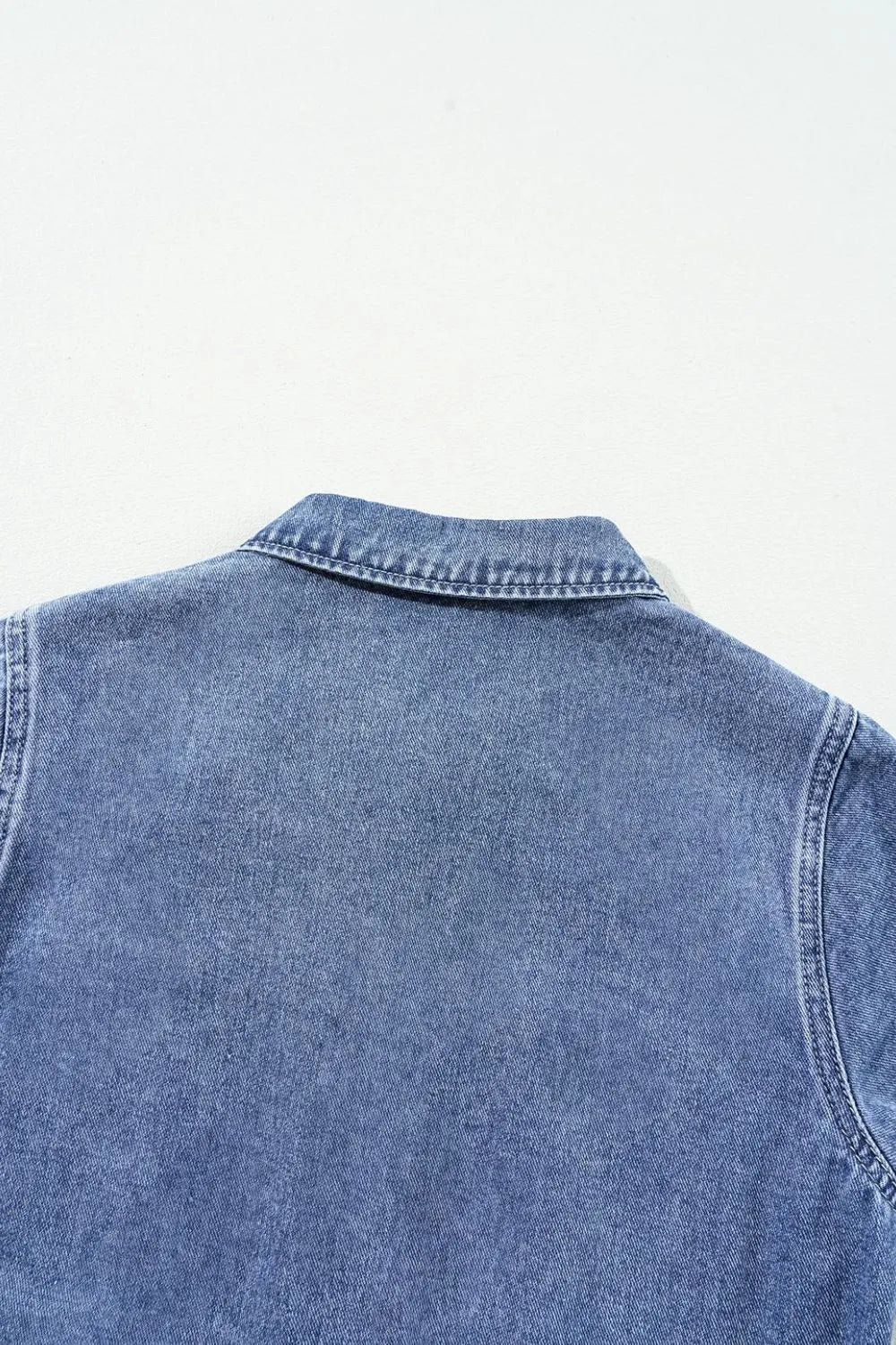 Chest Pocket Front Buttoned Folded Edge Denim Short Sleeve Romper - Premium Women / Jeans & Denim from Trendsi - Just $62.04! Shop now at Handbags Specialist Headquarter