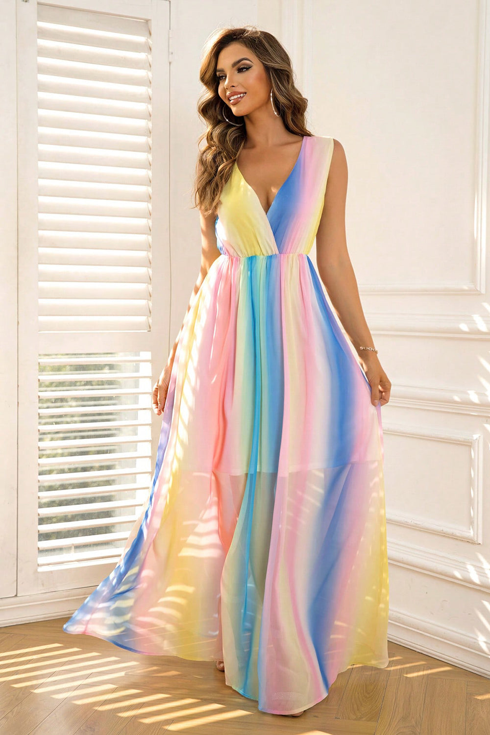 Surplice Neck Sleeveless Maxi Dress - Premium Dresses from Trendsi - Just $55.99! Shop now at Handbags Specialist Headquarter