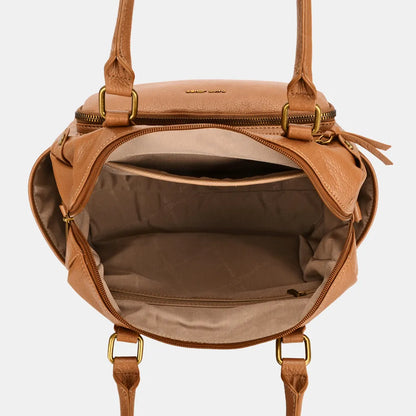 David Jones Zipper PU Leather Handbag - Premium Tote Bag from Trendsi - Just $51.99! Shop now at Handbags Specialist Headquarter