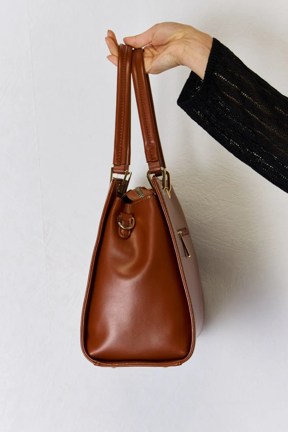 David Jones Texture PU Leather Handbag - Premium Handbags from Trendsi - Just $52.99! Shop now at Handbags Specialist Headquarter