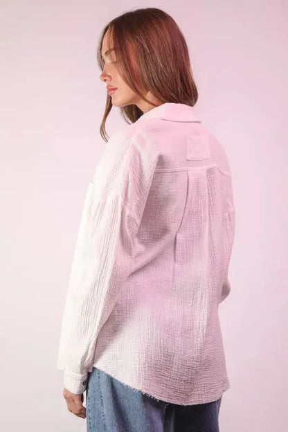 VERY J Plus Size Mineral Washed Gauze Shirt Top.