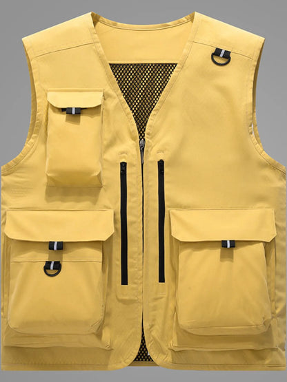 Men's Plus Size Zip Up V-Neck Vest - Premium Men's zip up vest from Trendsi - Just $43.42! Shop now at Handbags Specialist Headquarter