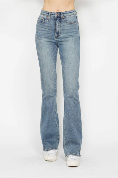 Judy Blue Full Size Tummy Control Back Embroidered Pocketed Bootcut Jeans Plus Size - Premium Women / Jeans & Denim from Trendsi - Just $57.99! Shop now at Handbags Specialist Headquarter