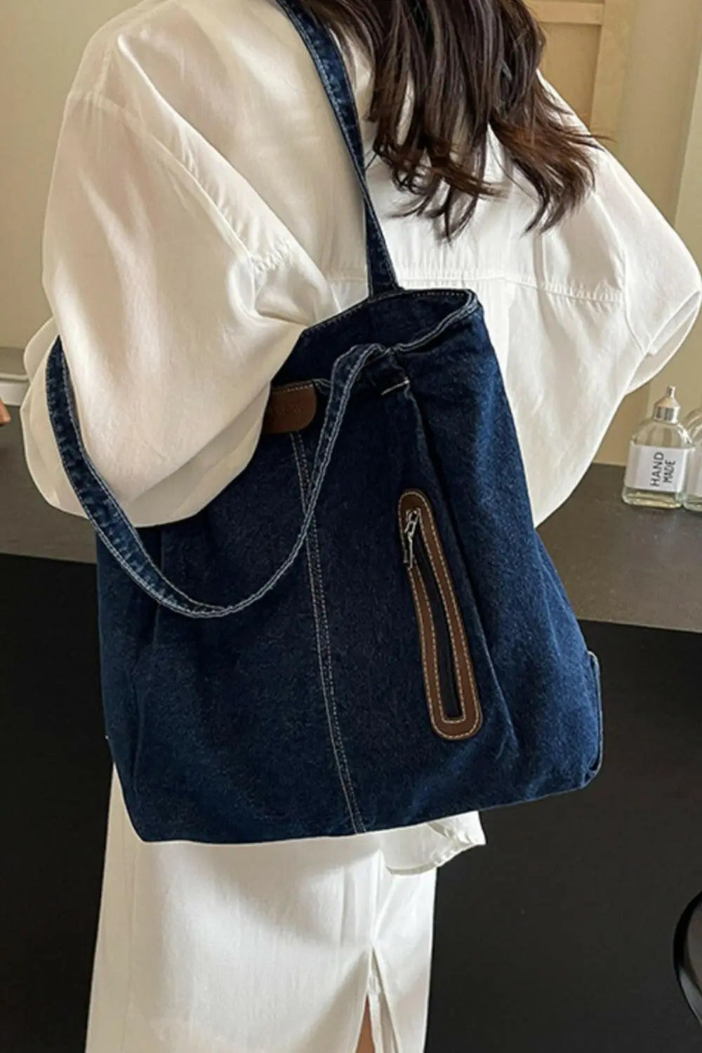 Medium Denim Tote Bag.