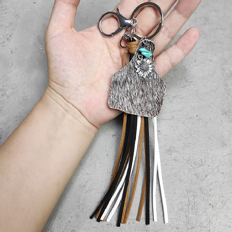 Turquoise Fringe Detail Key Chain - Premium Key chain from Trendsi - Just $10! Shop now at Handbags Specialist Headquarter