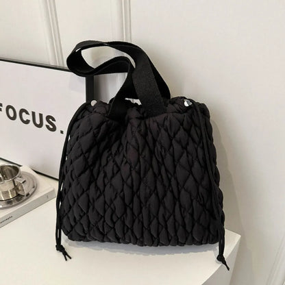 Drawstring Bubble Texture Tote Bag - Premium Tote Bag from Trendsi - Just $39.99! Shop now at Handbags Specialist Headquarter