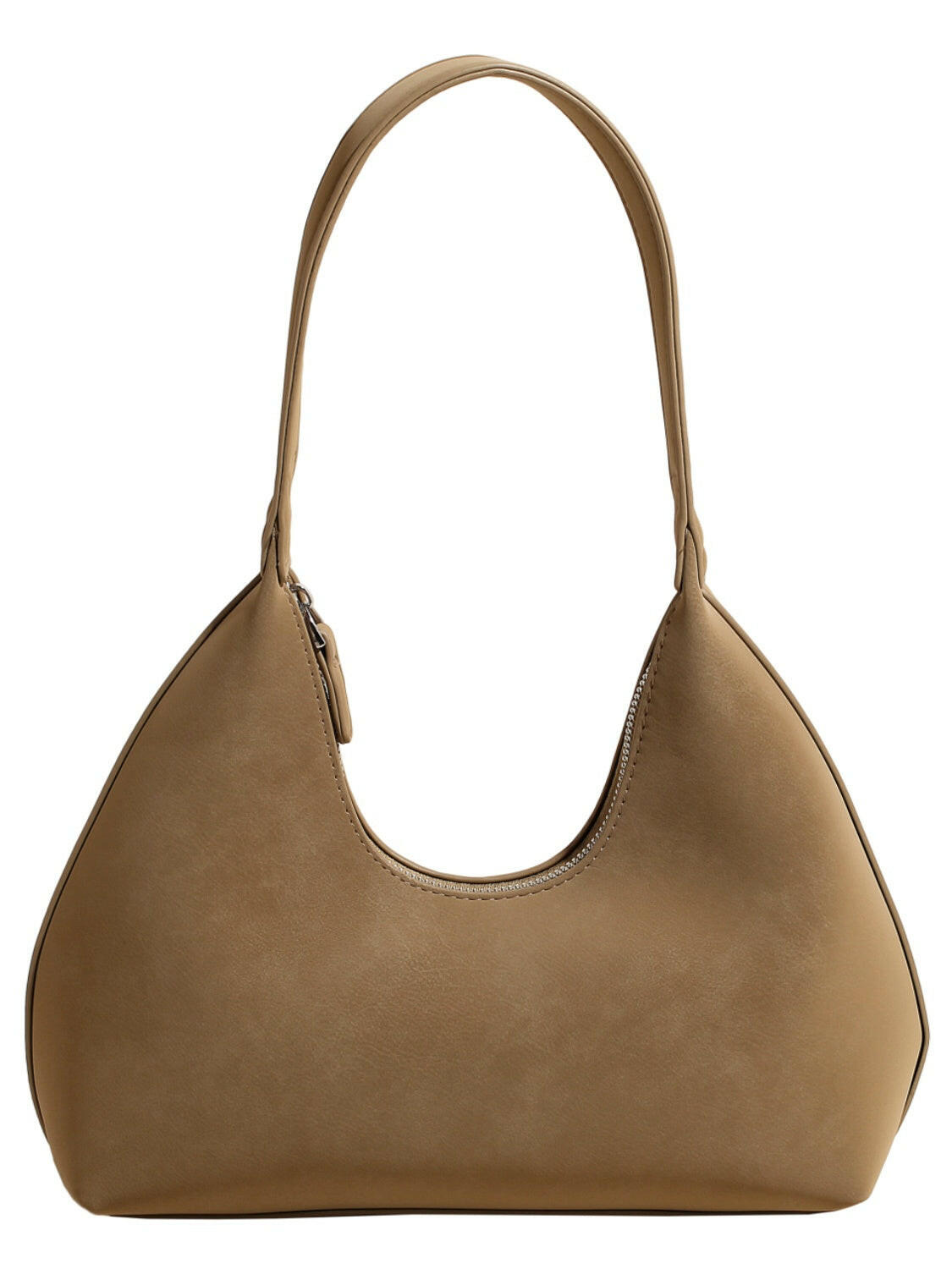 Suede Shoulder Bag with Zip.