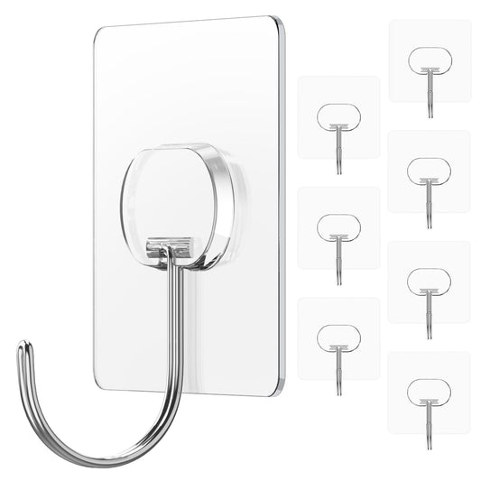 Heavy Duty Transparent Wall Hooks - 8 Pack