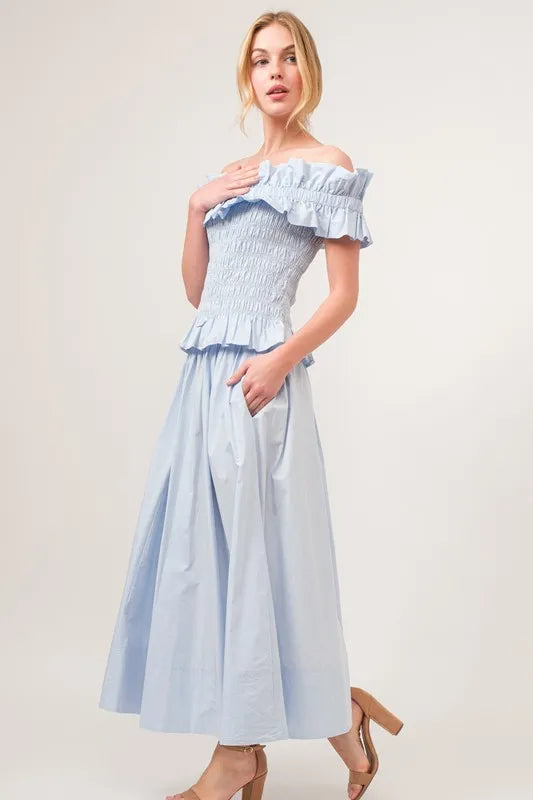 And The Why A-line Flowing Elastic Back Midi Skirt - Premium Bottoms from Trendsi - Just $57.72! Shop now at Handbags Specialist Headquarter