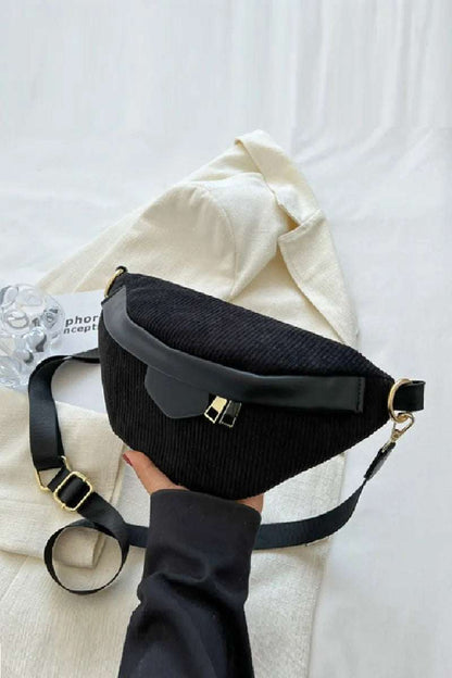 Zenana Corduroy Crossbody Bag with Removable Strap - Premium Crossbody Bag from Trendsi - Just $32.99! Shop now at Handbags Specialist Headquarter