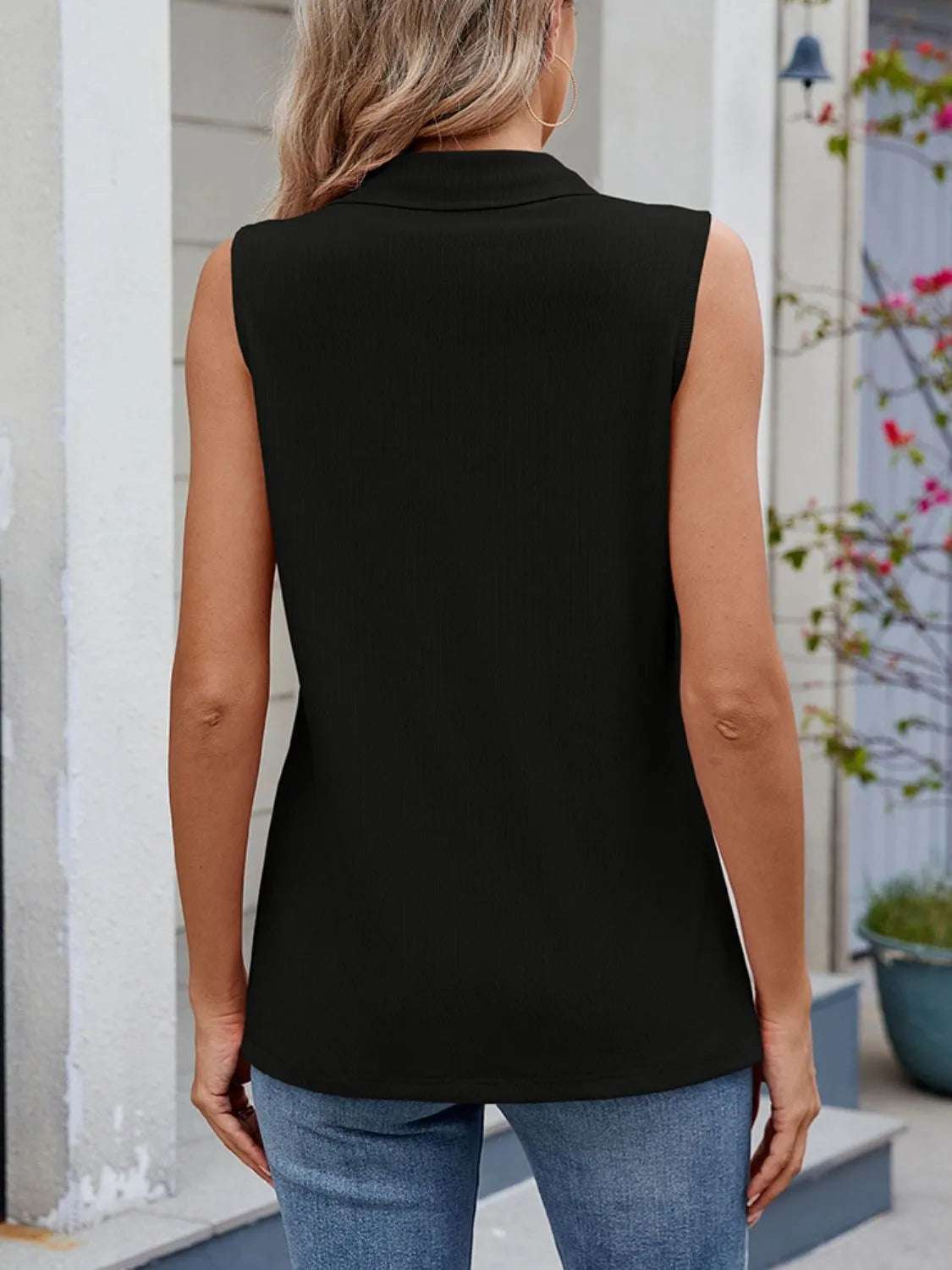 Quarter Zip Collared Tank - Premium Women / Tops from Trendsi - Just $22.60! Shop now at Handbags Specialist Headquarter