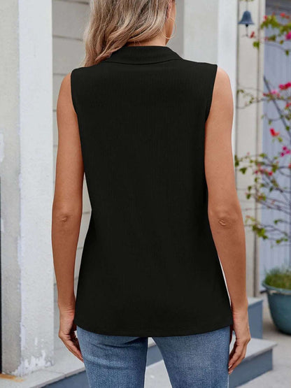 Quarter Zip Collared Tank - Premium Women / Tops from Trendsi - Just $22.60! Shop now at Handbags Specialist Headquarter