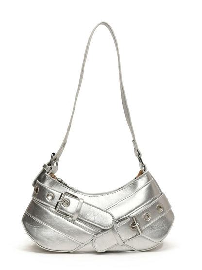 PU Leather Buckle Shoulder Bag.