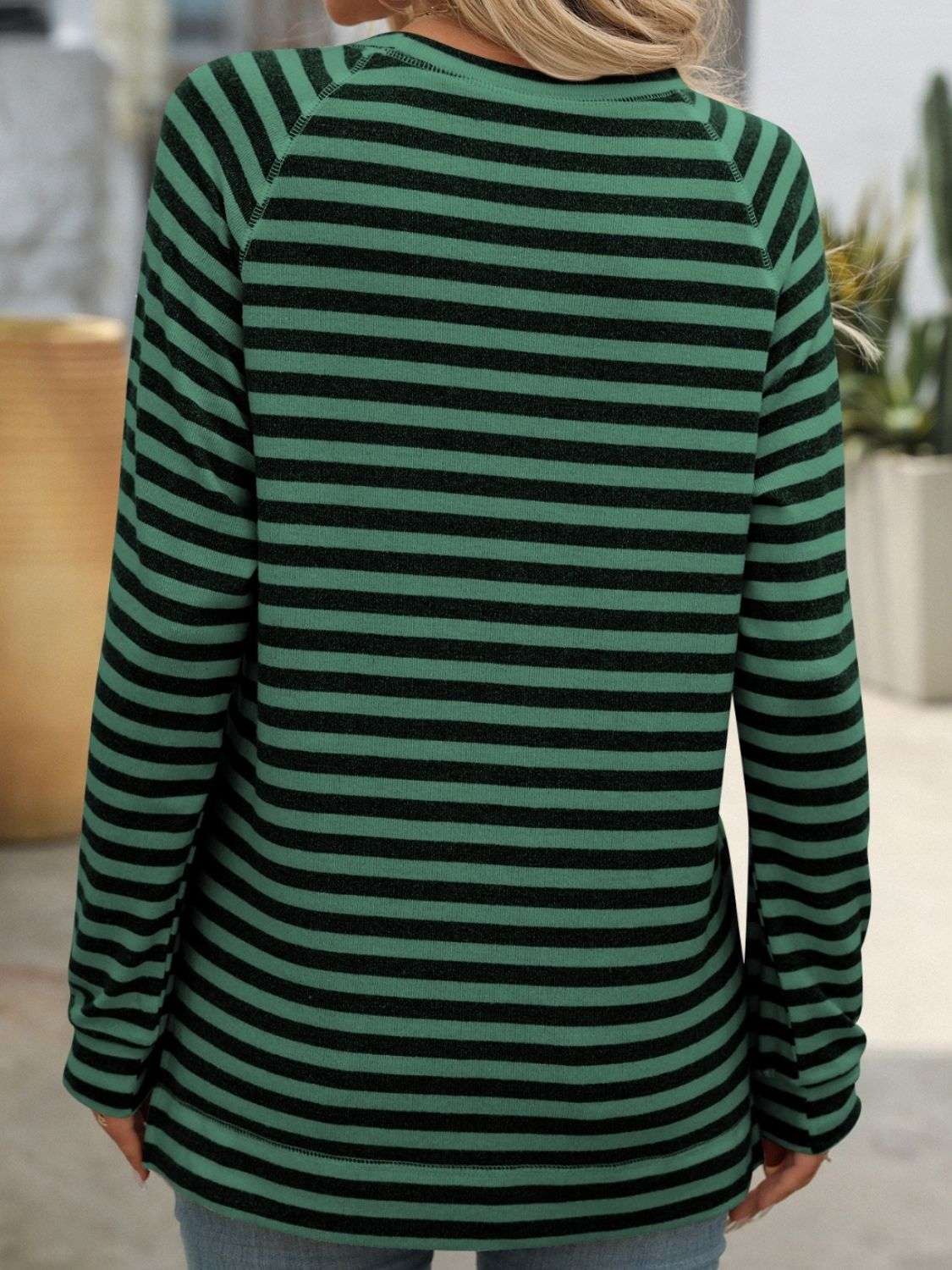 Mandy Striped Round Neck Long Sleeve T-Shirt - Premium Women / Tops from Trendsi - Just $24.72! Shop now at Handbags Specialist Headquarter