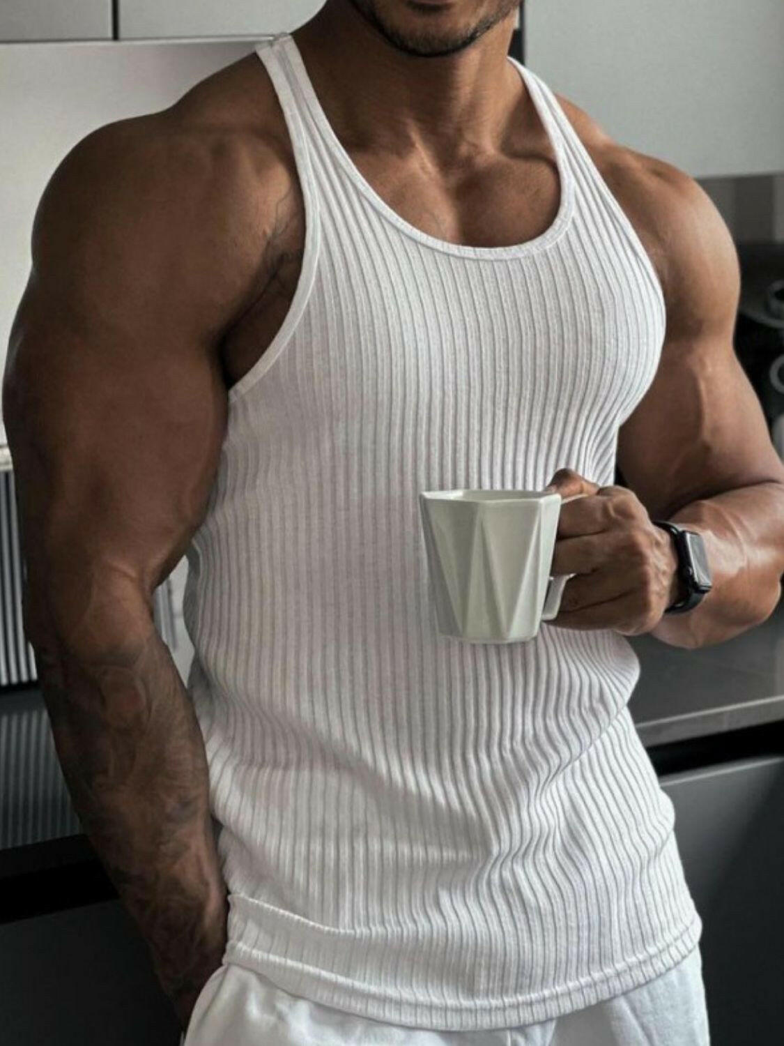 Men's Plus Size Round Neck Tank.