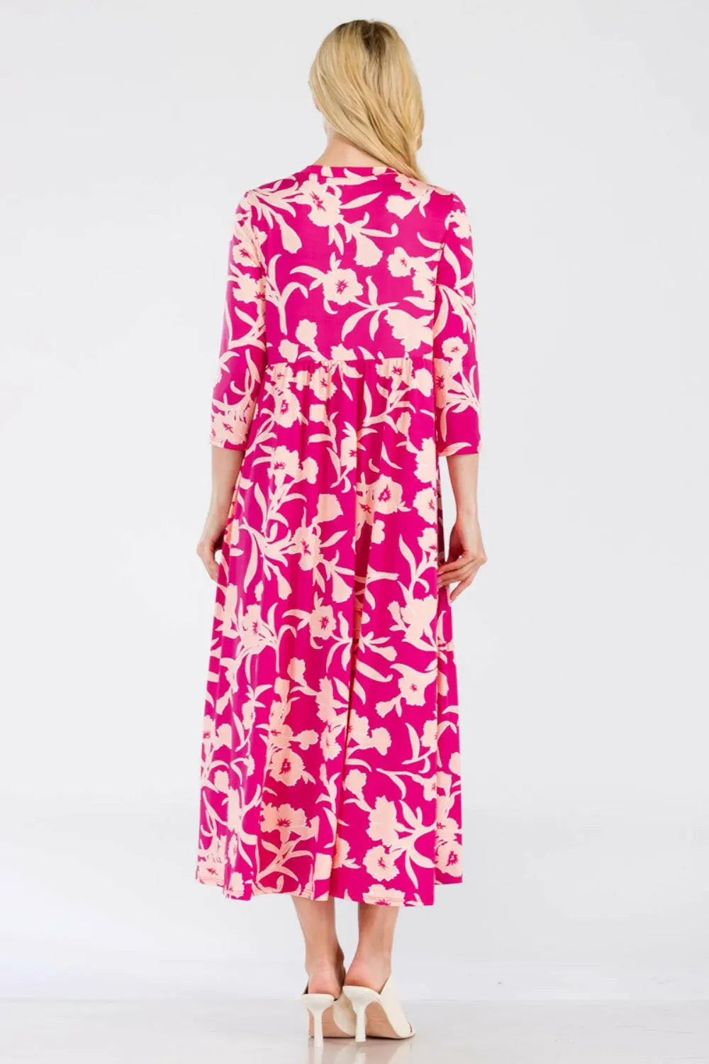 Celeste Full Size Floral Round Neck Ruffle Hem Dress.