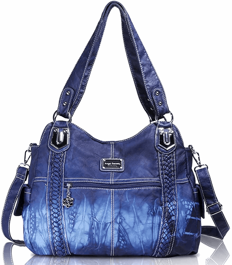 Angel Barcelo Roomy Fashion Hobo Womens Handbags Ladies Purse Satchel Shoulder Bags Tote Washed Leather Bag - Premium  from Angel Barcelo - Just $67.77! Shop now at Handbags Specialist Headquarter
