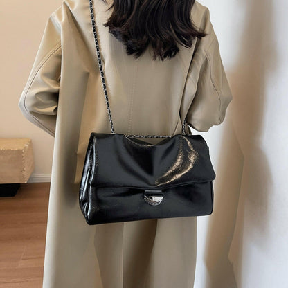 Textured PU Leather Shoulder Bag.