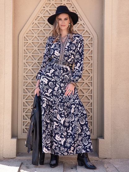 Printed Notched Neck Maxi Dress - Premium Maxi Dress from Trendsi - Just $49.99! Shop now at Handbags Specialist Headquarter
