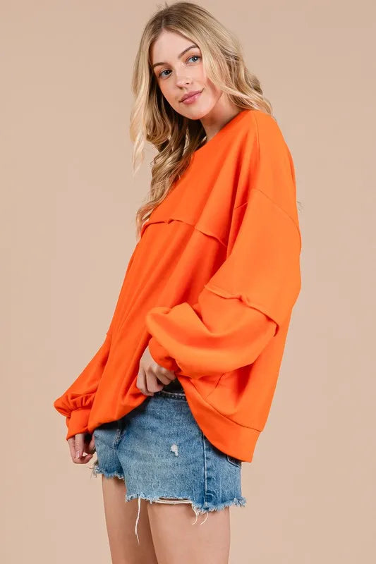 Ces Femme Exposed Seam Long Sleeve Sweatshirt - Premium Men's Sweatshirts from Trendsi - Just $47.90! Shop now at Handbags Specialist Headquarter