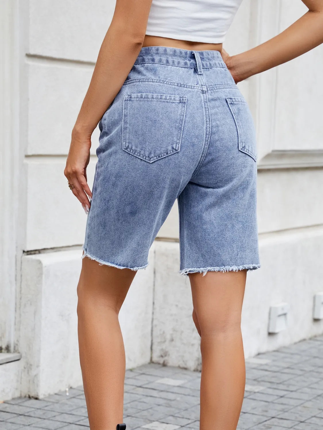 Raw Hem Denim Shorts - Premium Women / Jeans & Denim from Trendsi - Just $27.30! Shop now at Handbags Specialist Headquarter