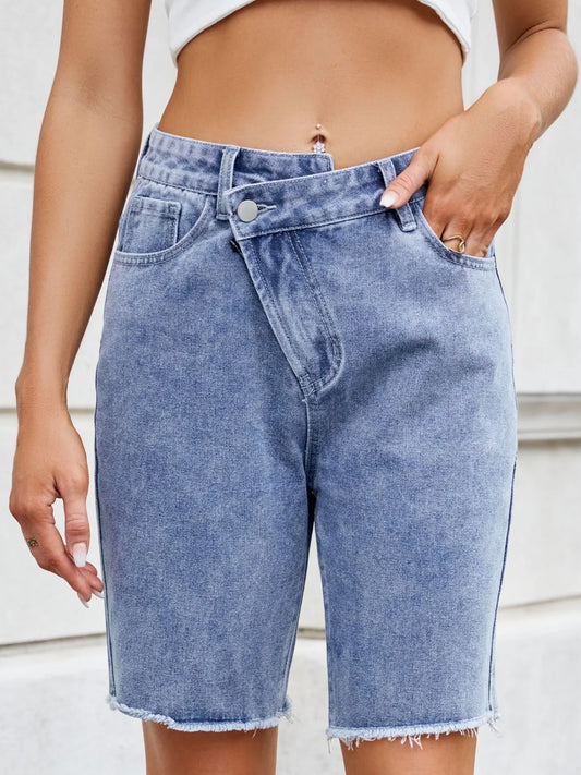 Raw Hem Denim Shorts - Premium Women / Jeans & Denim from Trendsi - Just $27.30! Shop now at Handbags Specialist Headquarter