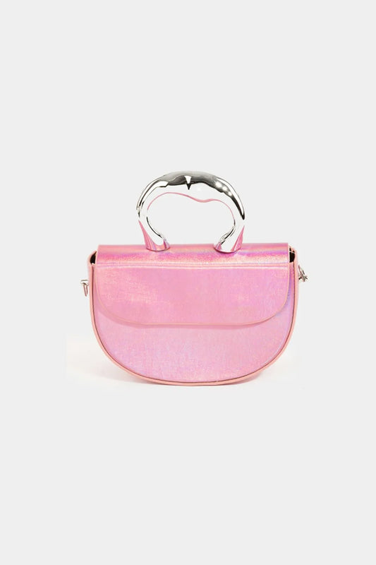 Fame Glossy Semi Circle Top Handle Bag - Premium Tote Bag from Trendsi - Just $41.99! Shop now at Handbags Specialist Headquarter