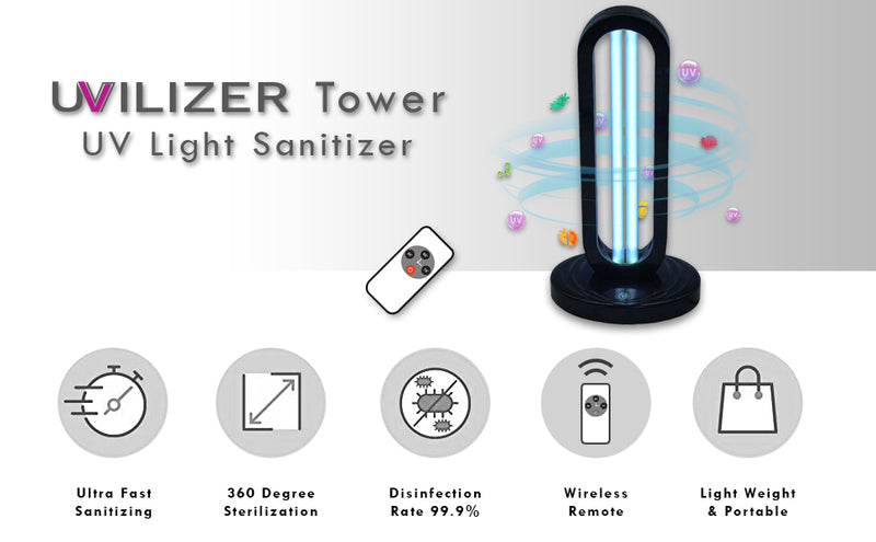 UVILIZER Tower - UV Light Sanitizer & Ultraviolet Sterilizer Lamp w/Remote Control (Portable UV-C Cleaner for Home, Baby Room, Office | 38W UVC Disinfection Bulb | Kill Germs, Bacteria, Virus | USA) - Premium Health Care from Visit the In My Bathroom Store - Just $164.99! Shop now at Handbags Specialist Headquarter