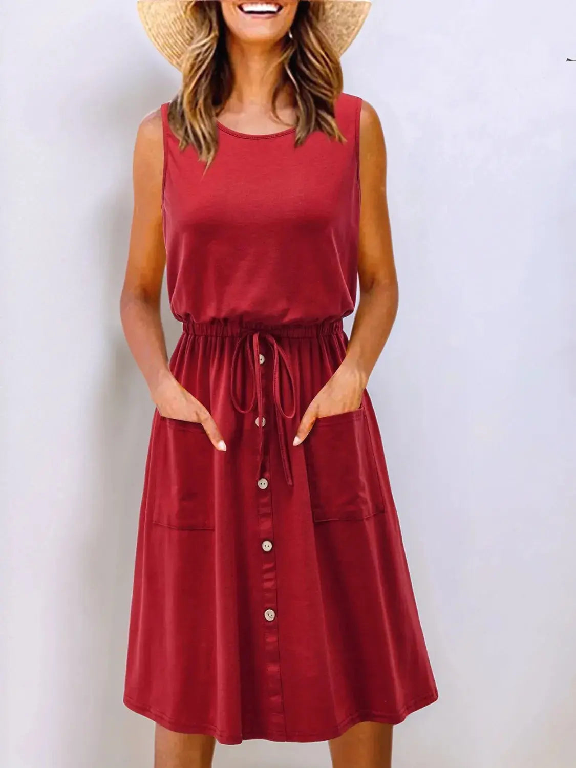 Full Size Round Neck Sleeveless Tank Dress Plus Size.