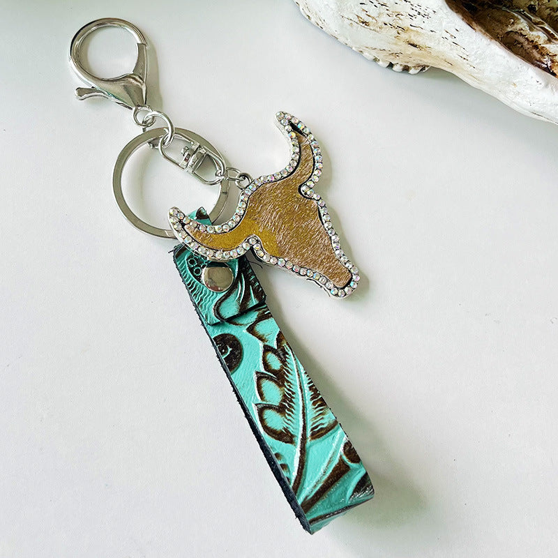 Rhinestone Bull Keychain - Premium Key chain from Trendsi - Just $11! Shop now at Handbags Specialist Headquarter