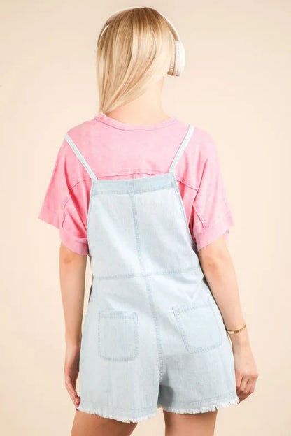 VERY J Mineral Washed Denim Casual Romper - Premium Women / Jeans & Denim from Trendsi - Just $40! Shop now at Handbags Specialist Headquarter