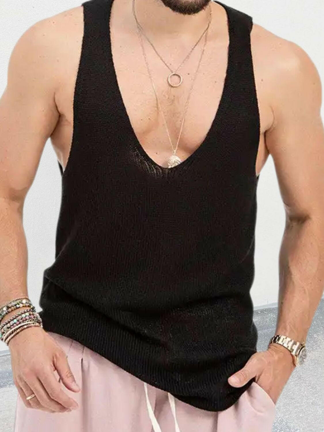 Men's Scoop Neck Knit Tank.