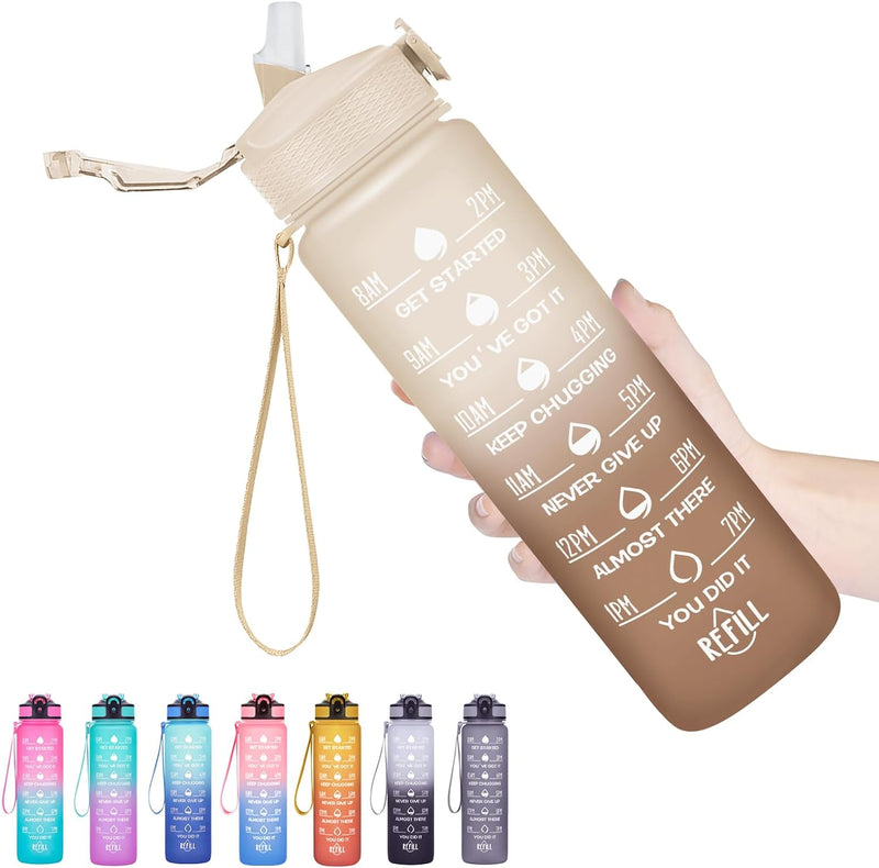 Hyeta 32 oz Water Bottles with Times to Drink and Straw, Motivational Water Bottle with Time Marker, Leakproof & BPA Free, Drinking Sports Water Bottle for Fitness, Gym & Outdoor - Premium Water Bottles from Visit the Hyeta Store - Just $16.99! Shop now at Handbags Specialist Headquarter