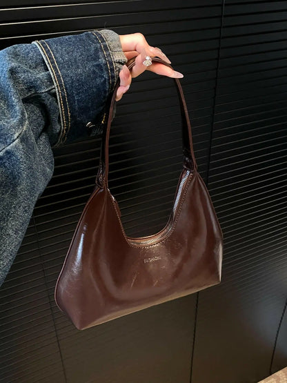 PU Leather Moon Shape Shoulder Bag.
