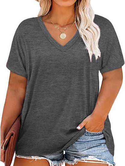 Floral V-Neck Plus Size Tunic Tops for Women