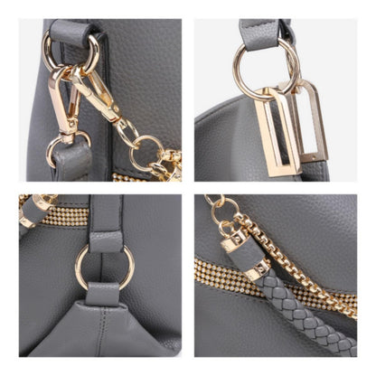 Dasein Luxe Vegan Hobo Bag with Rhinestones