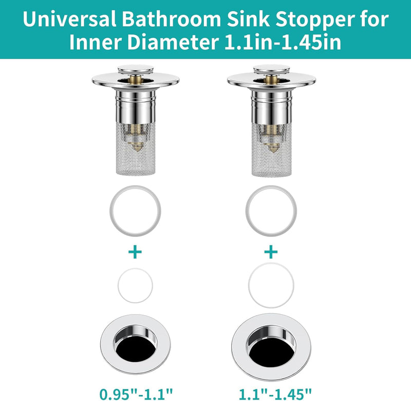2Pcs Bathroom Sink Stopper for US Universal Replacement, Pop Up Stainless Steel Floor Drain Filter with Basket Hair Catcher, Sink Drain Strainer for 1.1-1.45 Inch - Premium Water Treatment from Brand: RANTEC - Just $13.99! Shop now at Handbags Specialist Headquarter