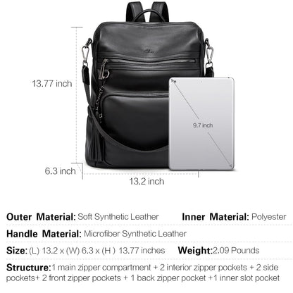 CLUCI Luxe Convertible Leather Backpack Purse